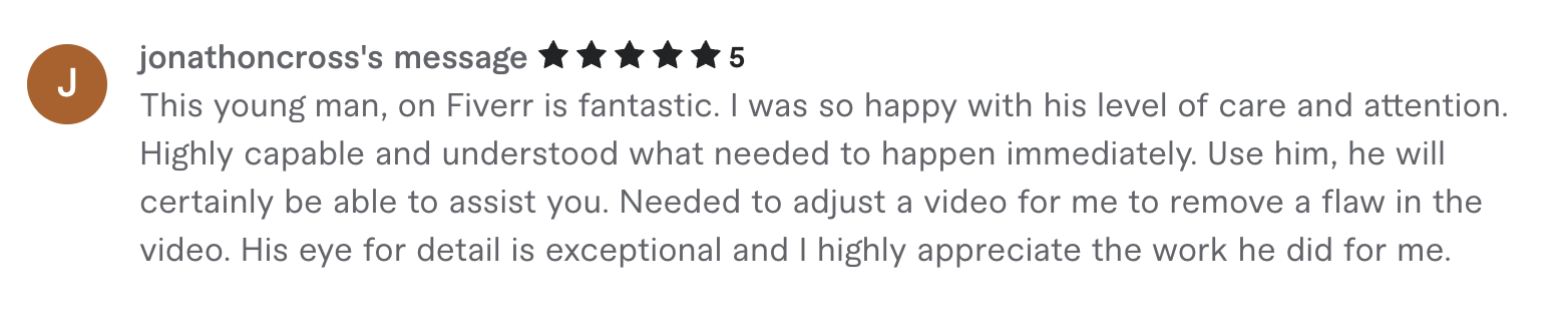 Client testimonial screenshot 1
