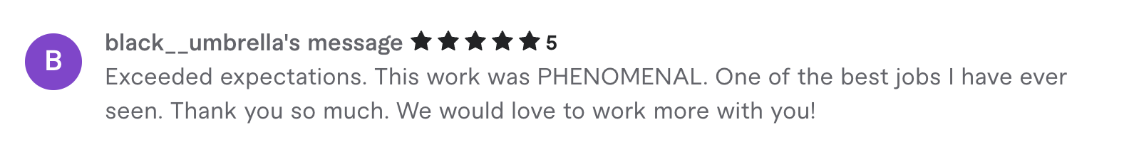 Client testimonial screenshot 2